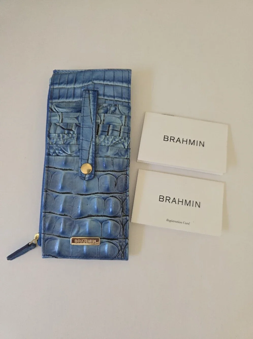 Brahmin Duxbury Electric Blue Ombre Melbourne Satchel Crossbody + Wallet